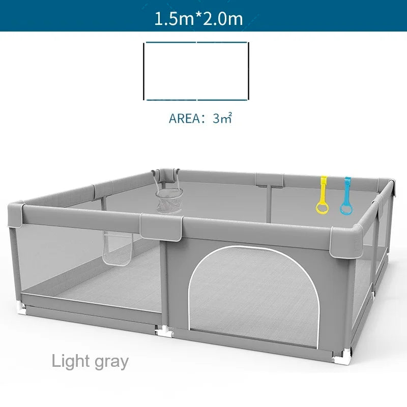 Parc bébé IMBABY gris clair - enclos bébé aire de jeux barrière sécurité enfant ball box