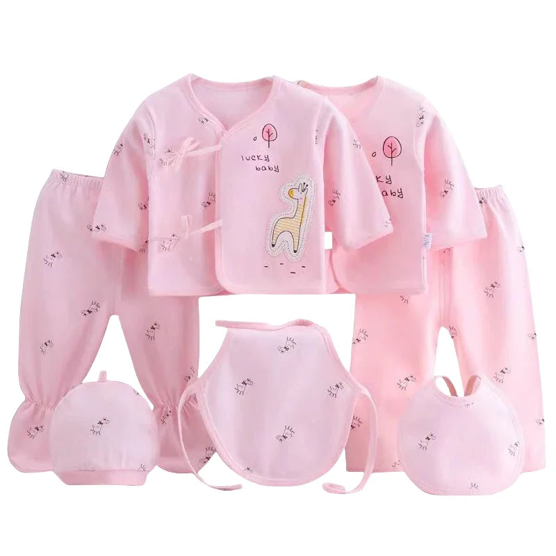 Coffret vêtements bébé 7 pièces printemps Bouni — T-shirts, pantalon et bonnet coton