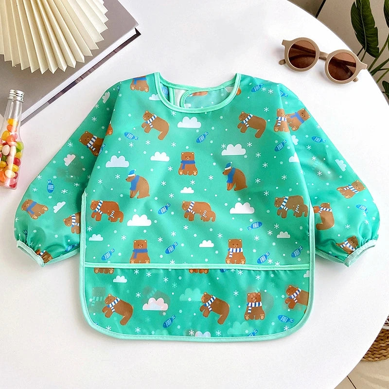 Bavoir imperméable manches longues Mybooni — Tablier repas protection vêtements