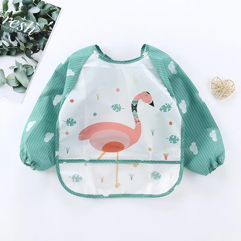 Bavoir tablier imperméable bébé manches longues - smock alimentation enfant plastron bavette vêtement