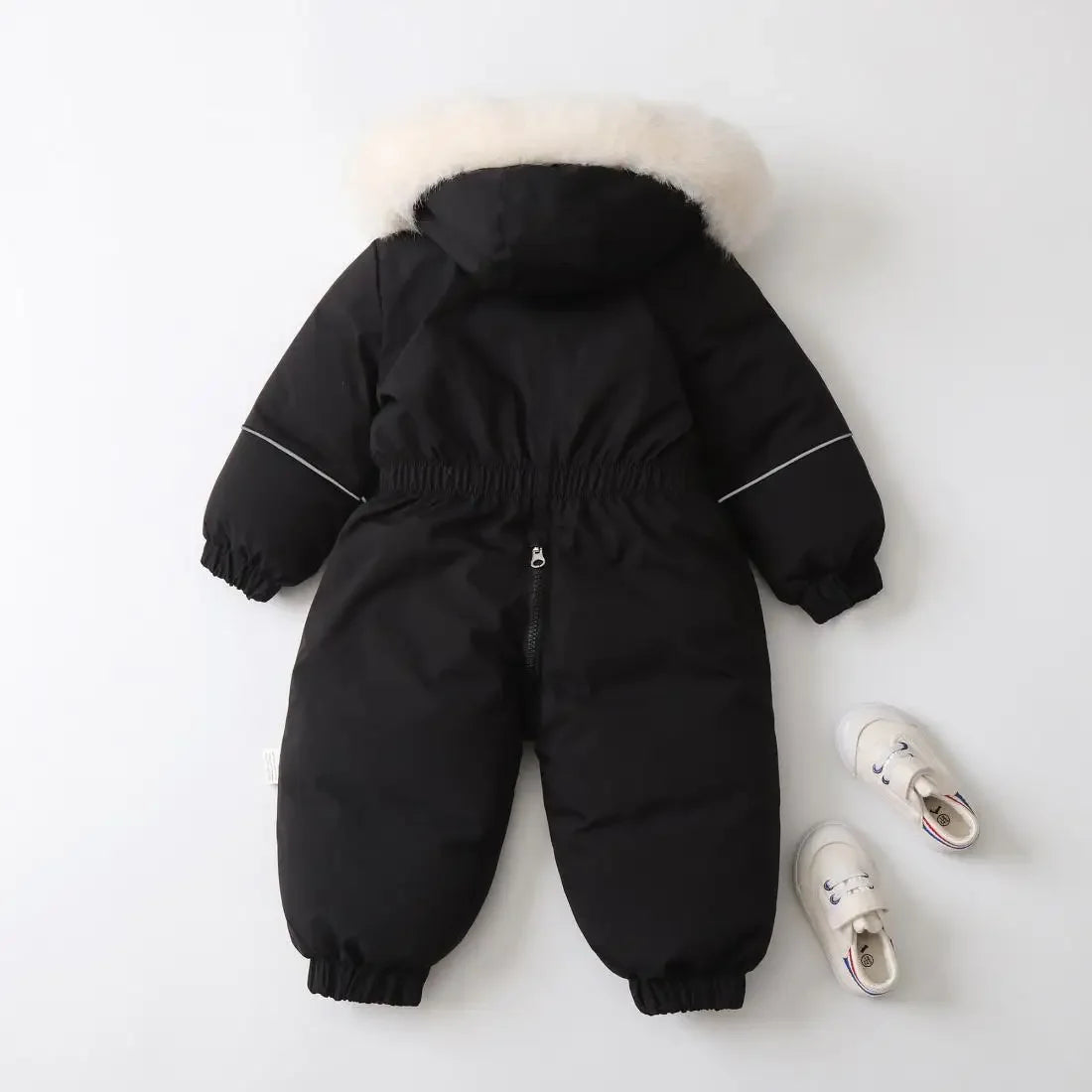 Combinaison ski bébé hiver capuche fourrure - grenouillère coupe-vent épaisse garçon/fille