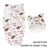 Ensemble couverture et bonnet pour nouveau-né en coton 0-6 mois