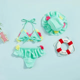 Bikini 3 pièces bébé fille Mybooni — Imprimé fleurs avec chapeau