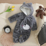 Combinaison bébé automne-hiver peluche chaud - grenouillère cartoon chien/lapin 0-2 ans