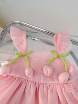 Robe d'anniversaire bébé fille fleur rose - robe gâteau élégante fête 0-2 ans