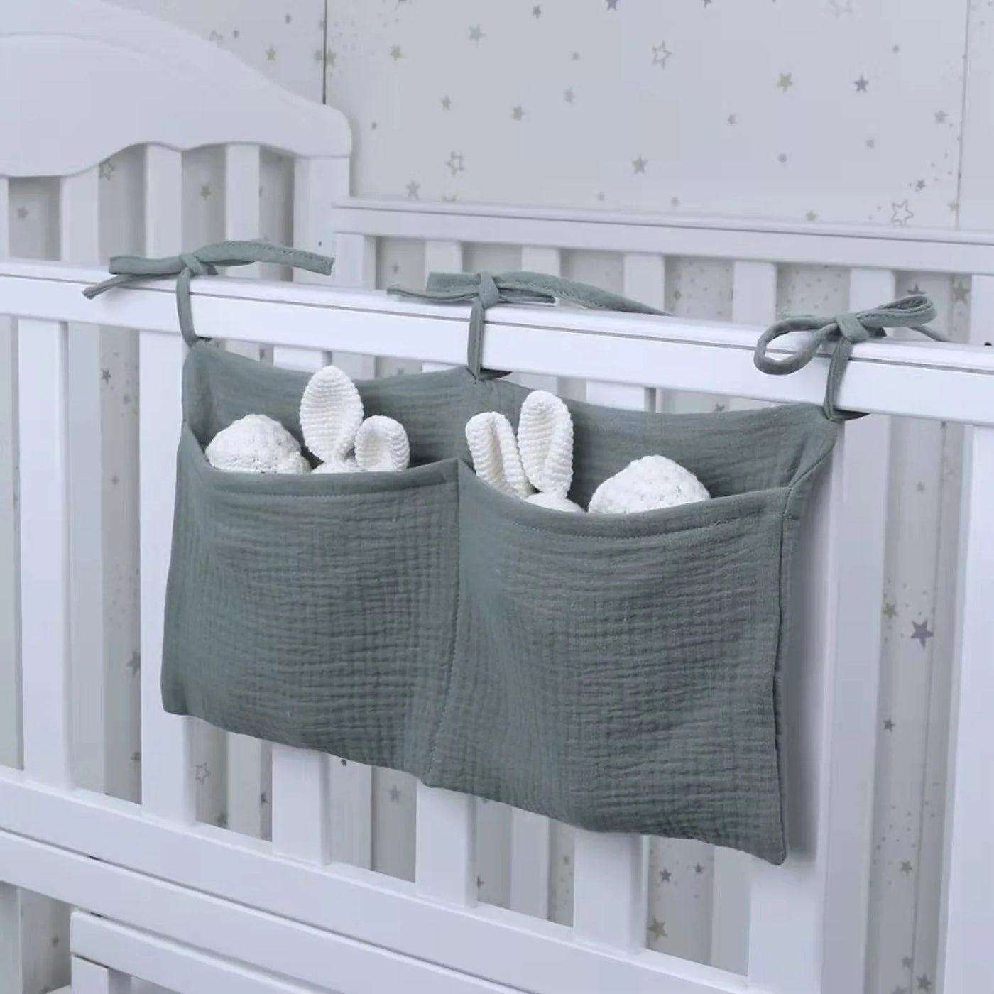 Organiseur tête de lit bébé Bouni — Sac rangement couches multifonction