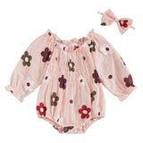 Ensemble bébé fille body fleuri Mybooni — Manches longues et bandeau nœud