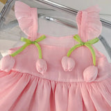 Robe d'anniversaire bébé fille Mybooni — Fleurs roses tenue fête 0-2 ans