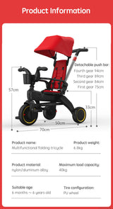Poussette PANGDUBE pliable 6,8 kg légère tricycle bébé 1-6 ans