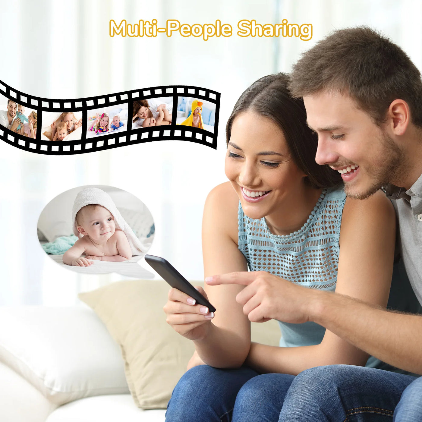 Babyphone 5 pouces PTZ WiFi Mybooni — Zoom 3x, Vision nocturne, Audio bidirectionnel