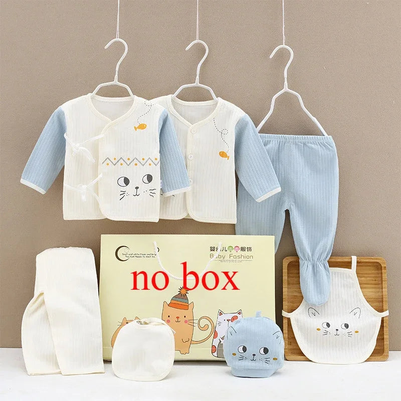 Coffret bébé 7 pièces Bouni — Body cartoon manches longues, pantalon et bonnet