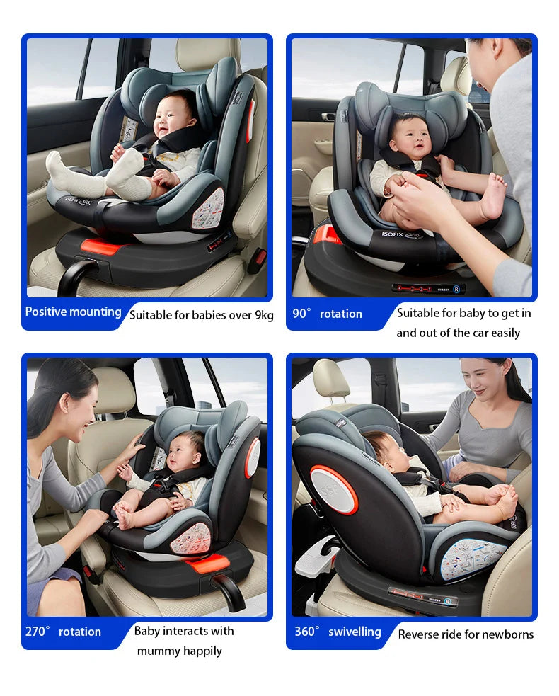 Siège auto 360° ISOFIX réglable 0-12 ans avec repose-pieds - pivotant