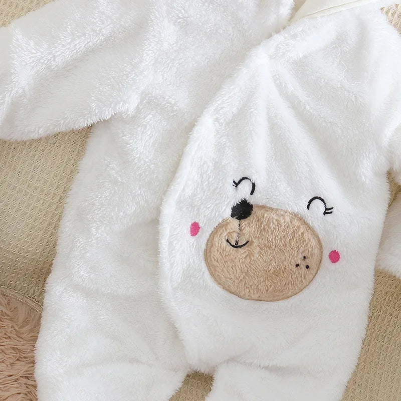 Combinaison bébé automne-hiver peluche chaud - grenouillère cartoon chien/lapin 0-2 ans