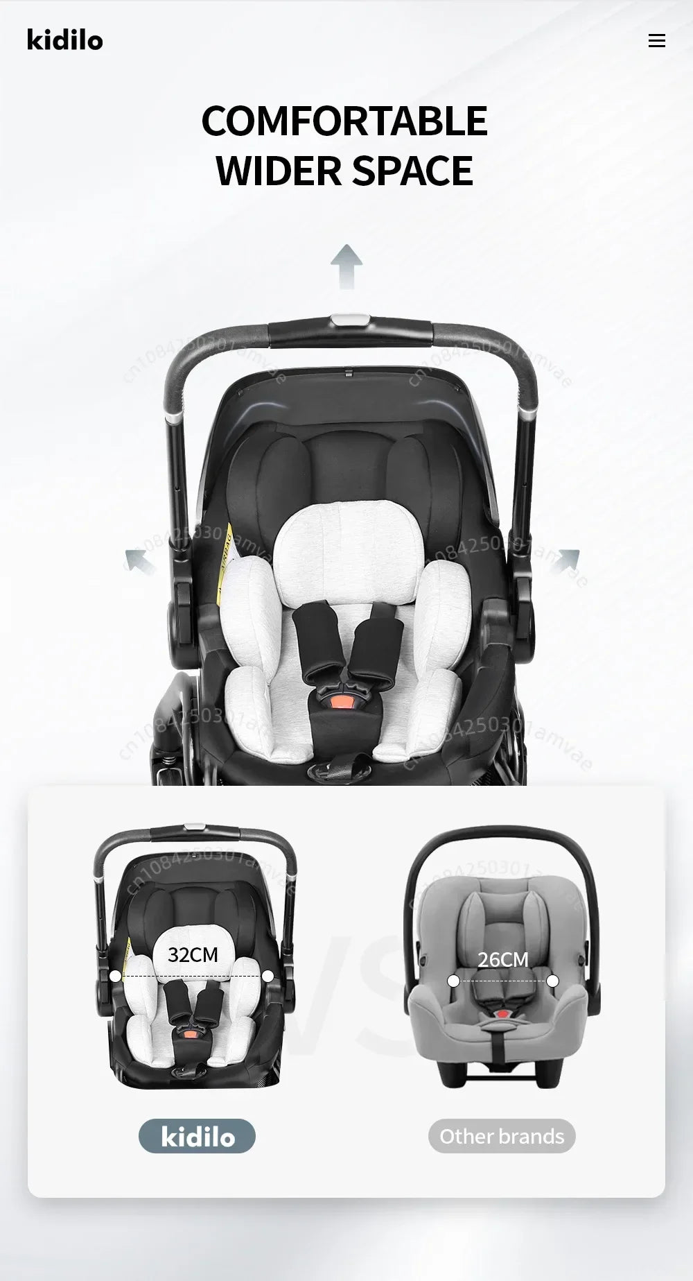 Poussette 3-en-1 portable nacelle bébé siège auto de luxe pliable