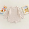 Barboteuse tricot bébé Bouni — pull manches longues vert militaire