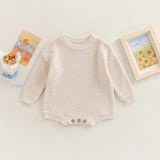 Barboteuse tricot bébé Bouni — pull manches longues vert militaire