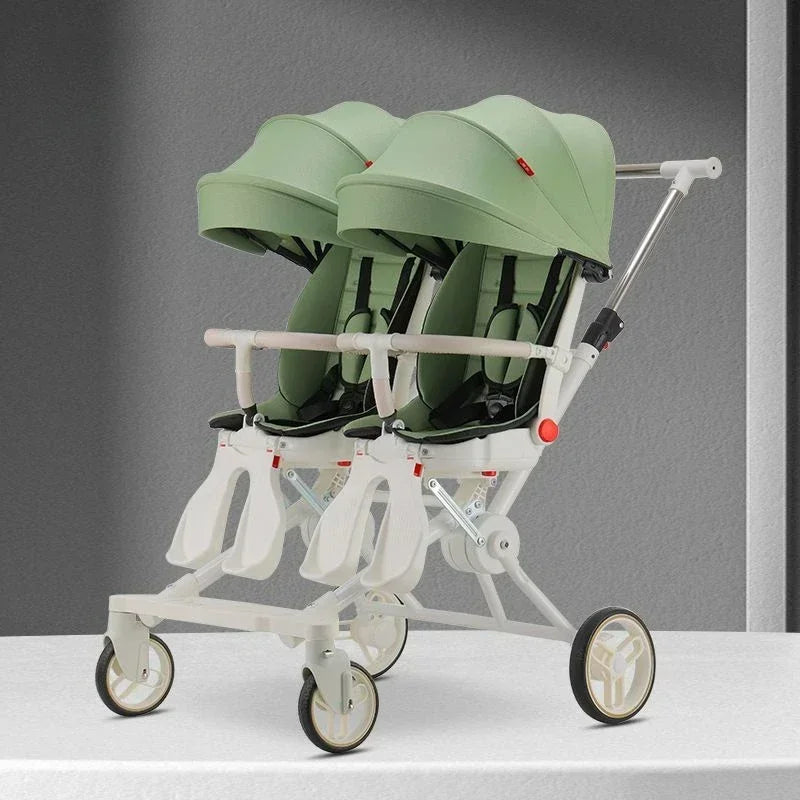 Poussette double légère pliable multifonctionnelle pour jumeaux