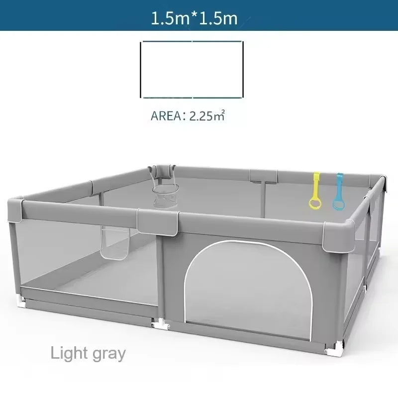 Parc bébé IMBABY gris clair - enclos bébé aire de jeux barrière sécurité enfant ball box