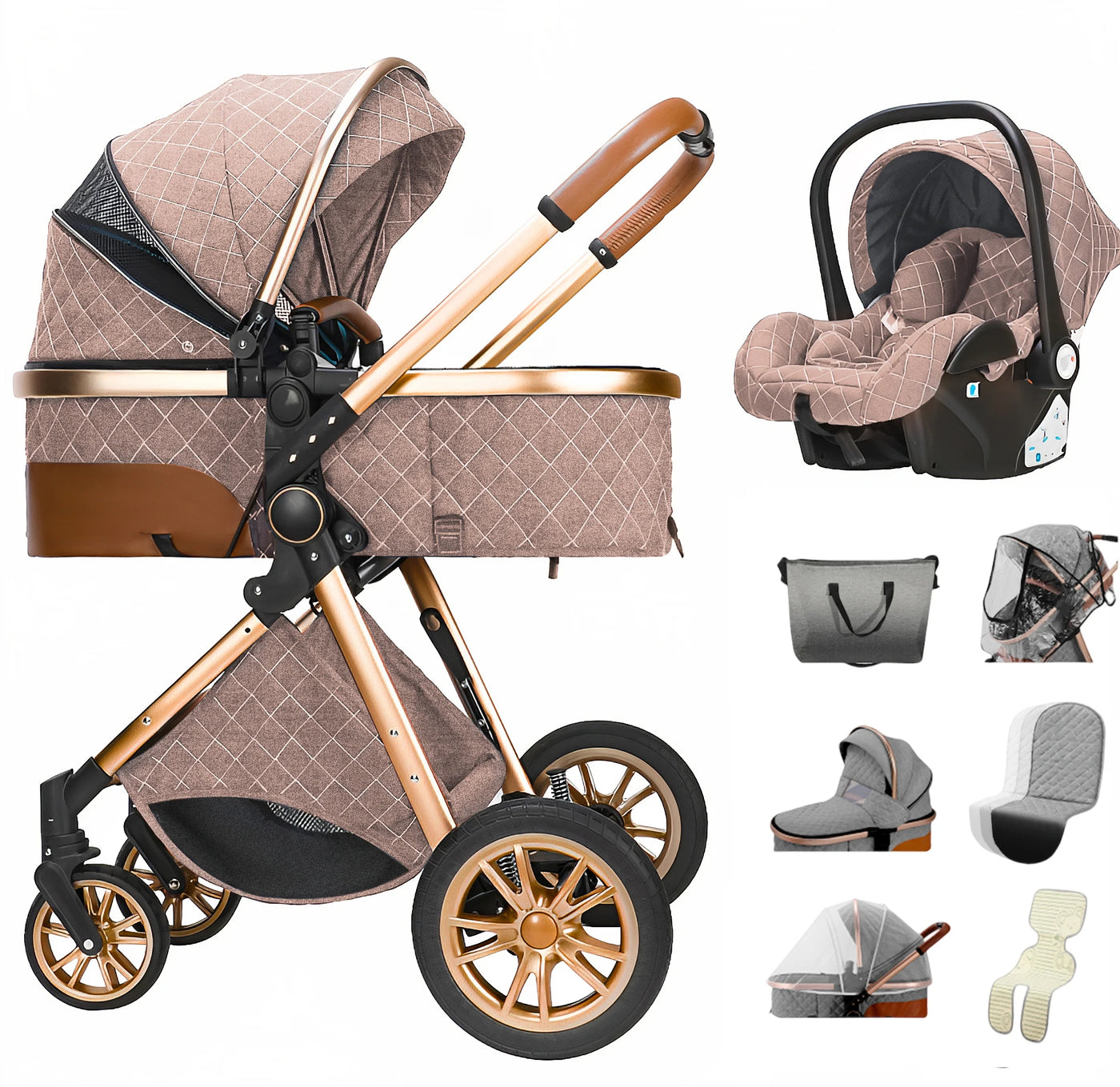 Poussette 3-en-1 pliable Mybooni — Multifonction siège auto inclus