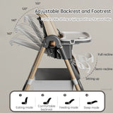 Chaise haute bébé réglable Mybooni — Pliable hauteur ajustable avec roulettes
