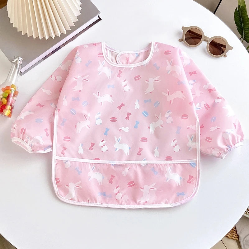 Bavoir tablier imperméable bébé manches longues - smock alimentation enfant plastron bavette vêtement