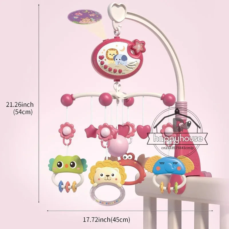 Mobile musical lumineux et projecteur pour lit bébé - télécommande jouet nouveau-né