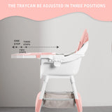 Chaise haute bébé convertible portable double plateau et barre jouets