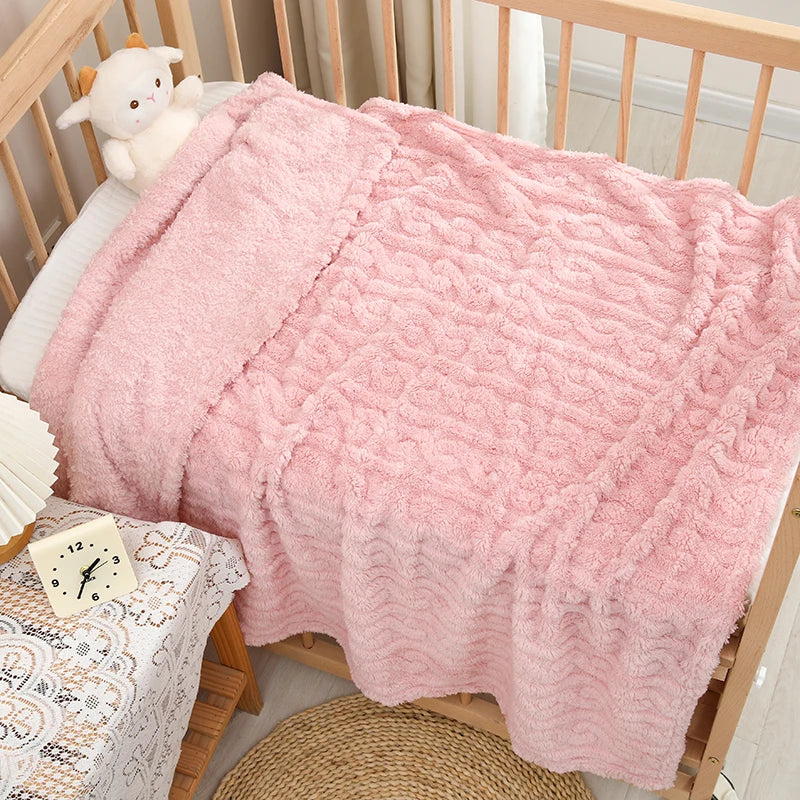 Couverture polaire rayée ultra-douce toutes saisons pour bébé et enfant