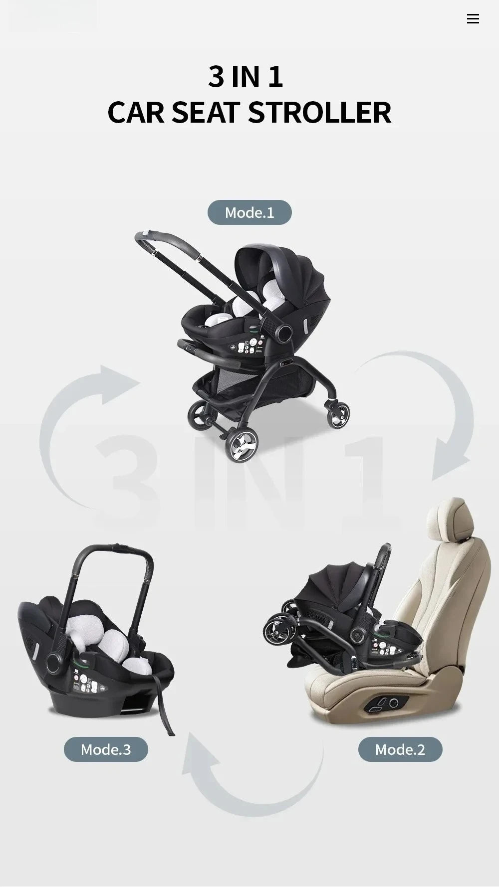 Poussette rose 4-en-1 avec nacelle siège auto de luxe pliable livraison EU
