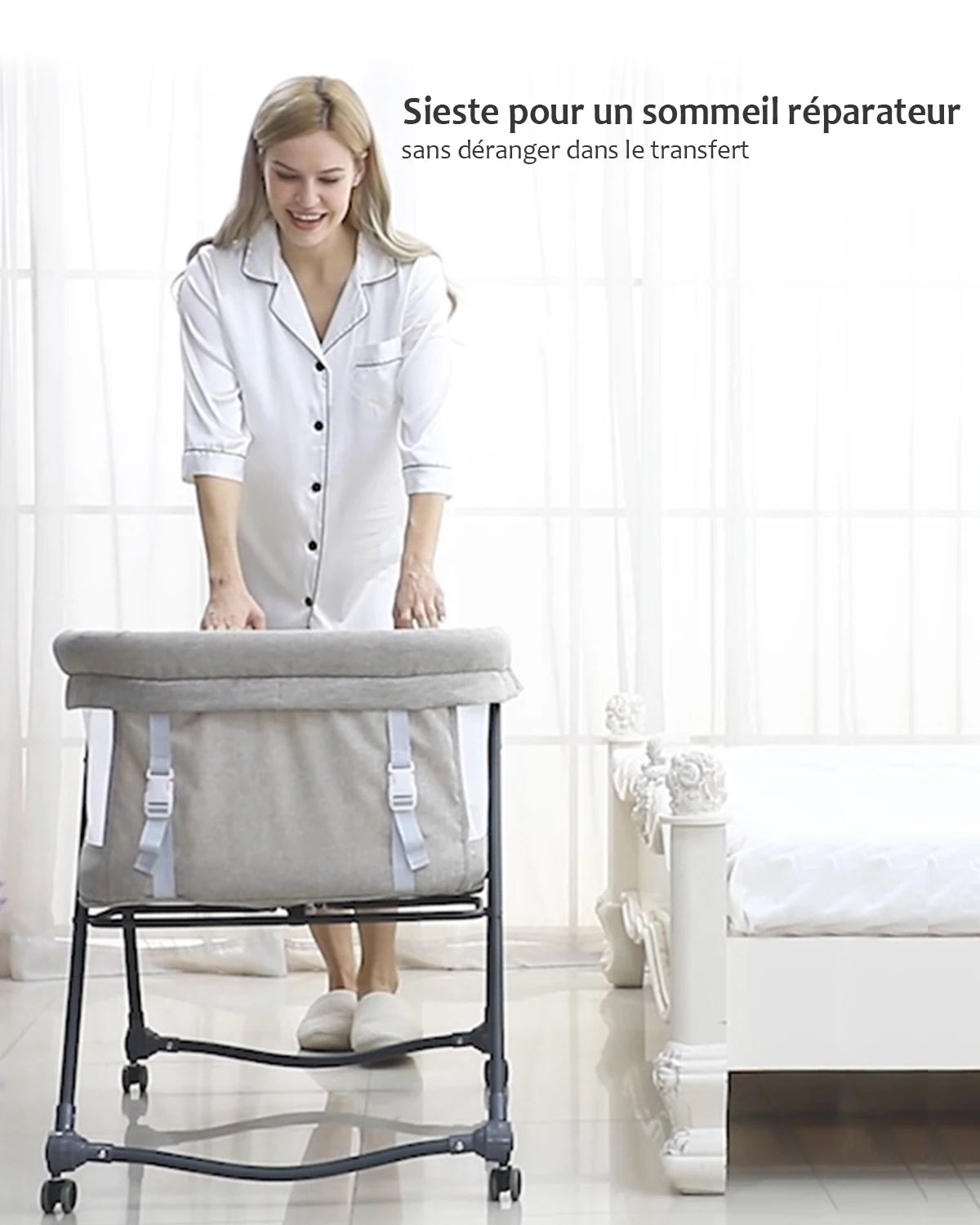 Lit de voyage bébé pliable avec matelas et roulettes silencieuses - cododo XYT-001