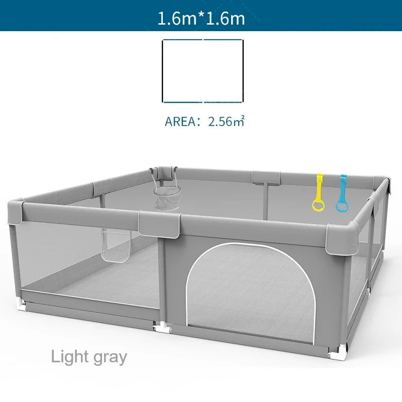 Parc bébé IMBABY gris clair - enclos bébé aire de jeux barrière sécurité enfant ball box