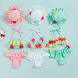 Bikini 3 pièces bébé fille Mybooni — Imprimé fleurs avec chapeau