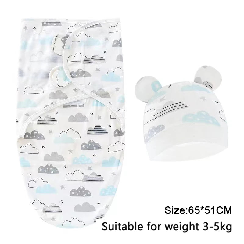 Ensemble couverture et bonnet pour nouveau-né en coton 0-6 mois