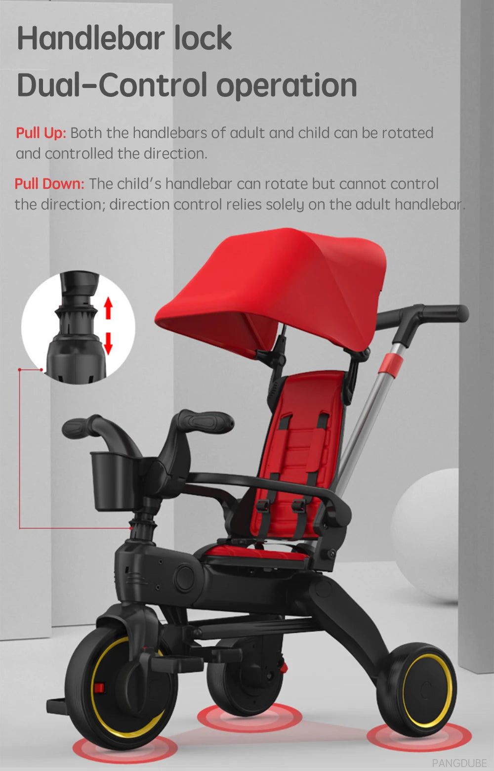 Poussette PANGDUBE pliable 6,8 kg légère tricycle bébé 1-6 ans