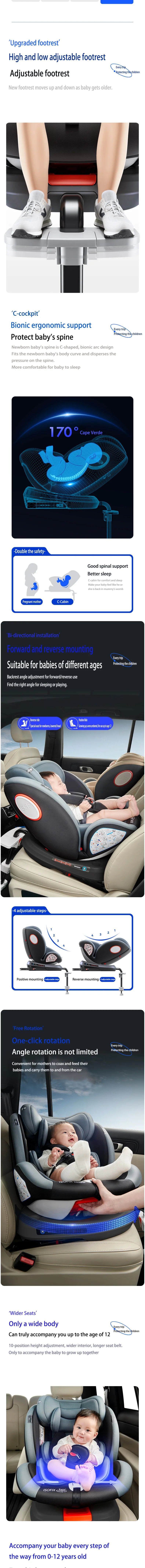 Siège auto 360° ISOFIX réglable 0-12 ans avec repose-pieds - pivotant