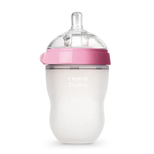Lot 2 biberons bébé sans BPA Mybooni — Silicone 150 ml et 240 ml vert/rose