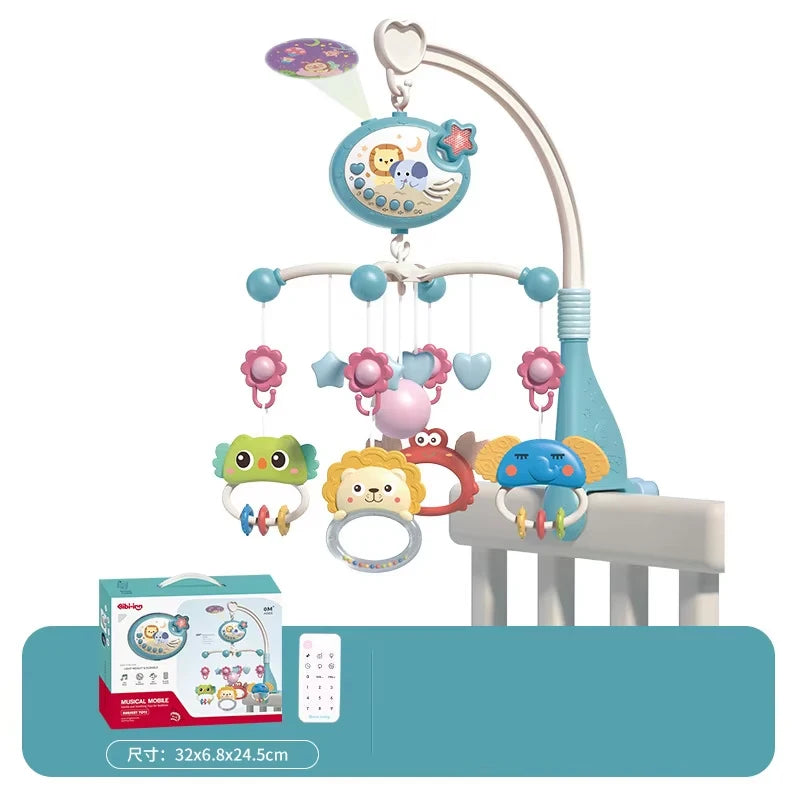 Mobile musical lumineux et projecteur pour lit bébé - télécommande jouet nouveau-né