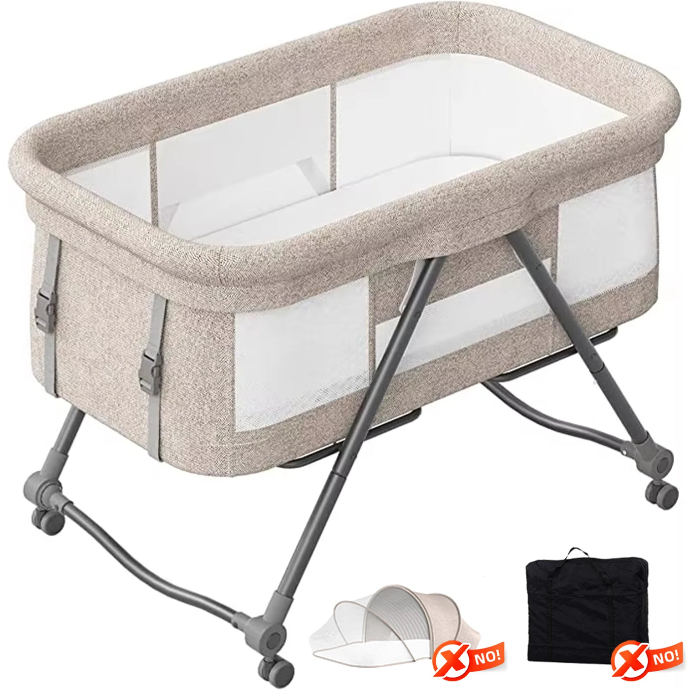 Lit de voyage bébé pliable avec matelas et roulettes silencieuses - cododo XYT-001