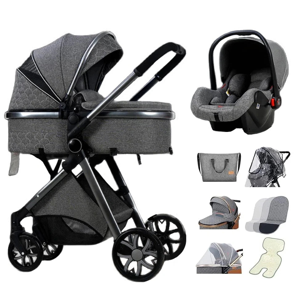 Poussette 3-en-1 pliable Mybooni — Multifonction siège auto inclus