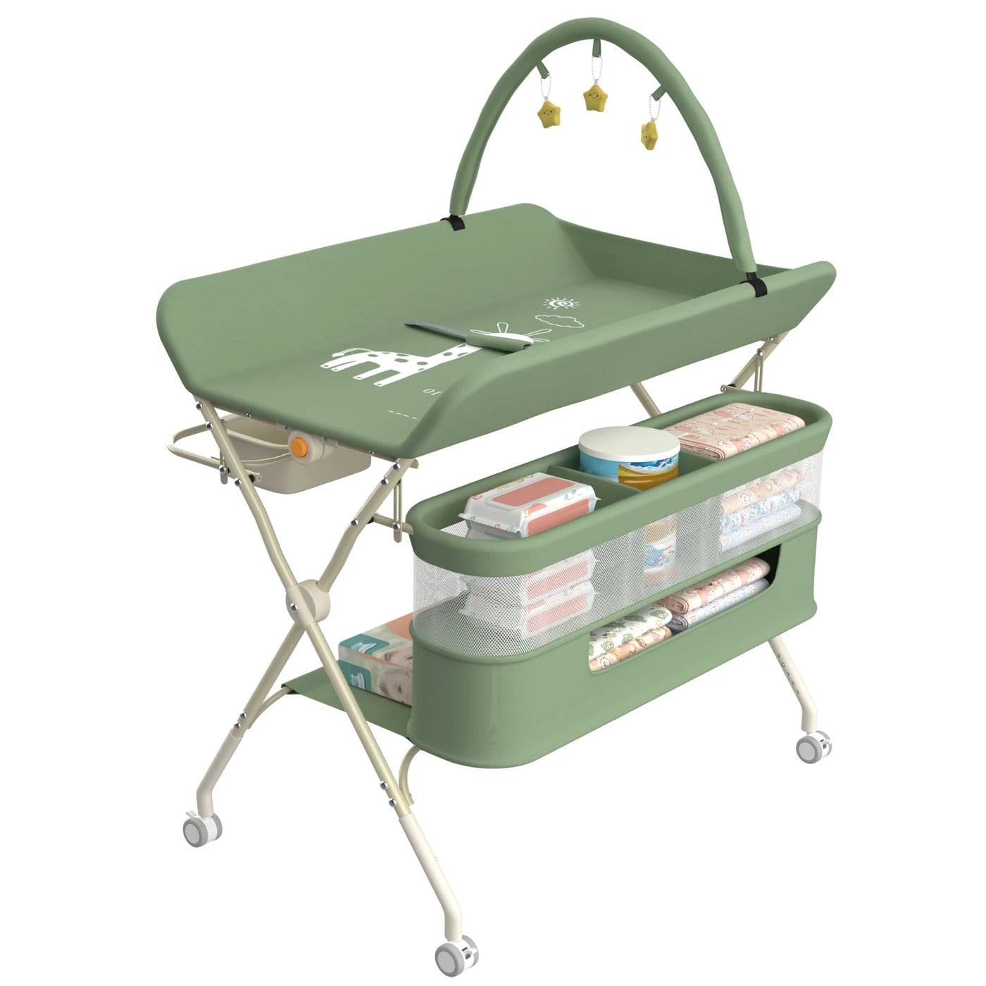 Table à langer mobile pliable Mybooni — Matelas imperméable hauteur réglable