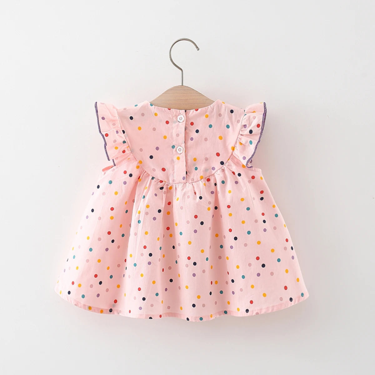 Robe bébé coton brodée fleurs Mybooni — Imprimé pois colorés