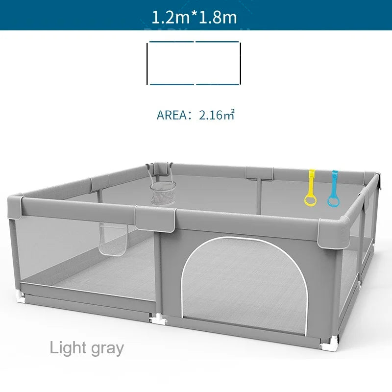 Parc bébé IMBABY gris clair - enclos bébé aire de jeux barrière sécurité enfant ball box