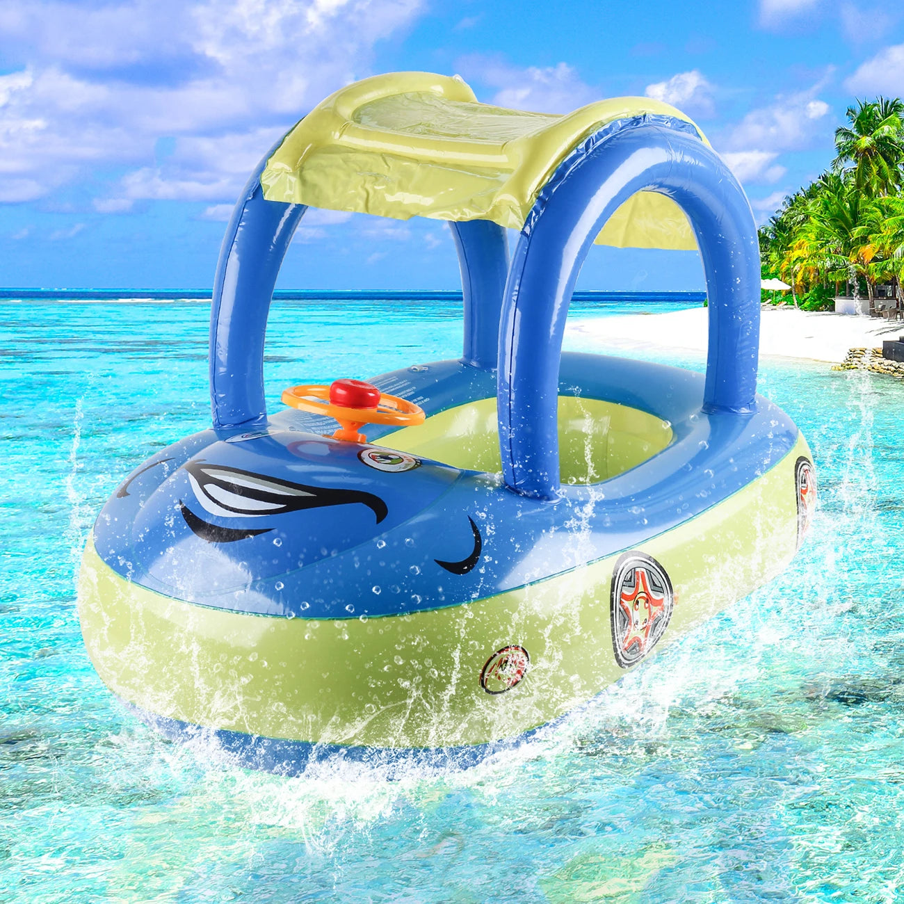 Bouée voiture gonflable pour enfant - flotteur piscine bébé 4-6 ans