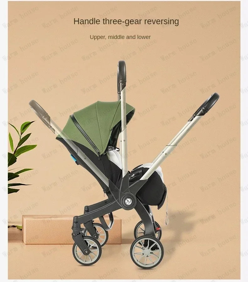 Poussette 4-en-1 multifonctionnelle pliable avec siège auto bébé EU Stock