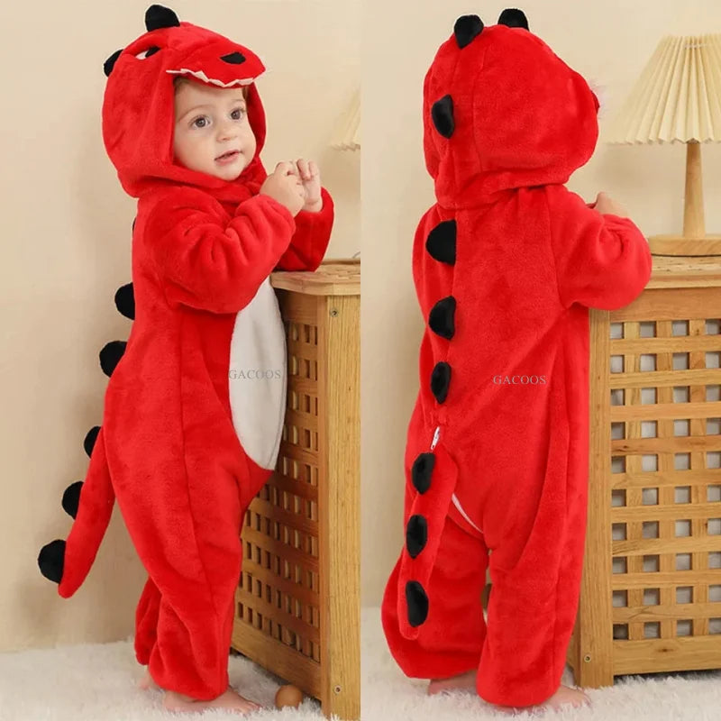 Combinaison pyjama bébé flanelle cartoon - grenouillère licorne/lapin/dinosaure animal