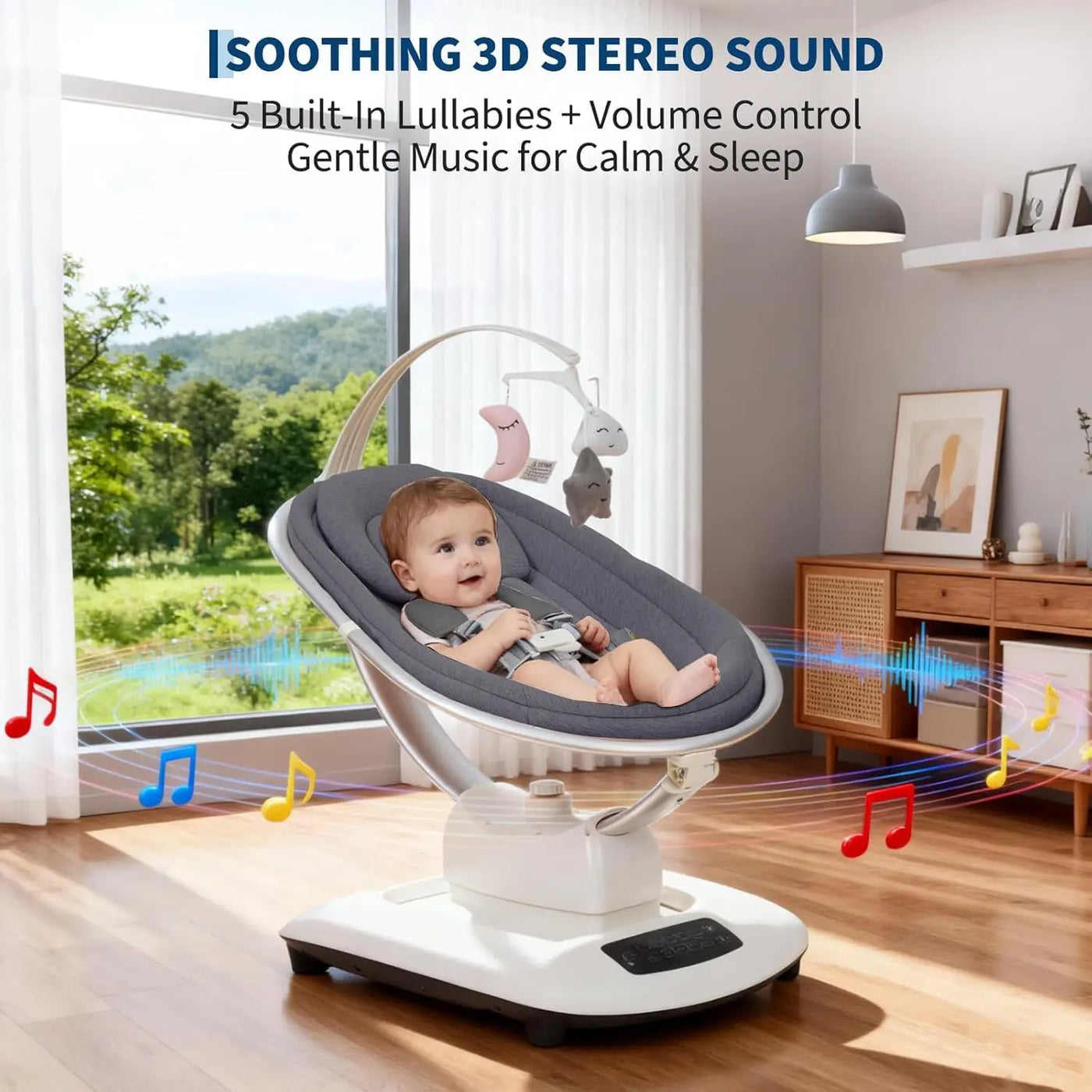 Balancelle électrique bébé Mybooni — Télécommande intelligente technologie 5D musique
