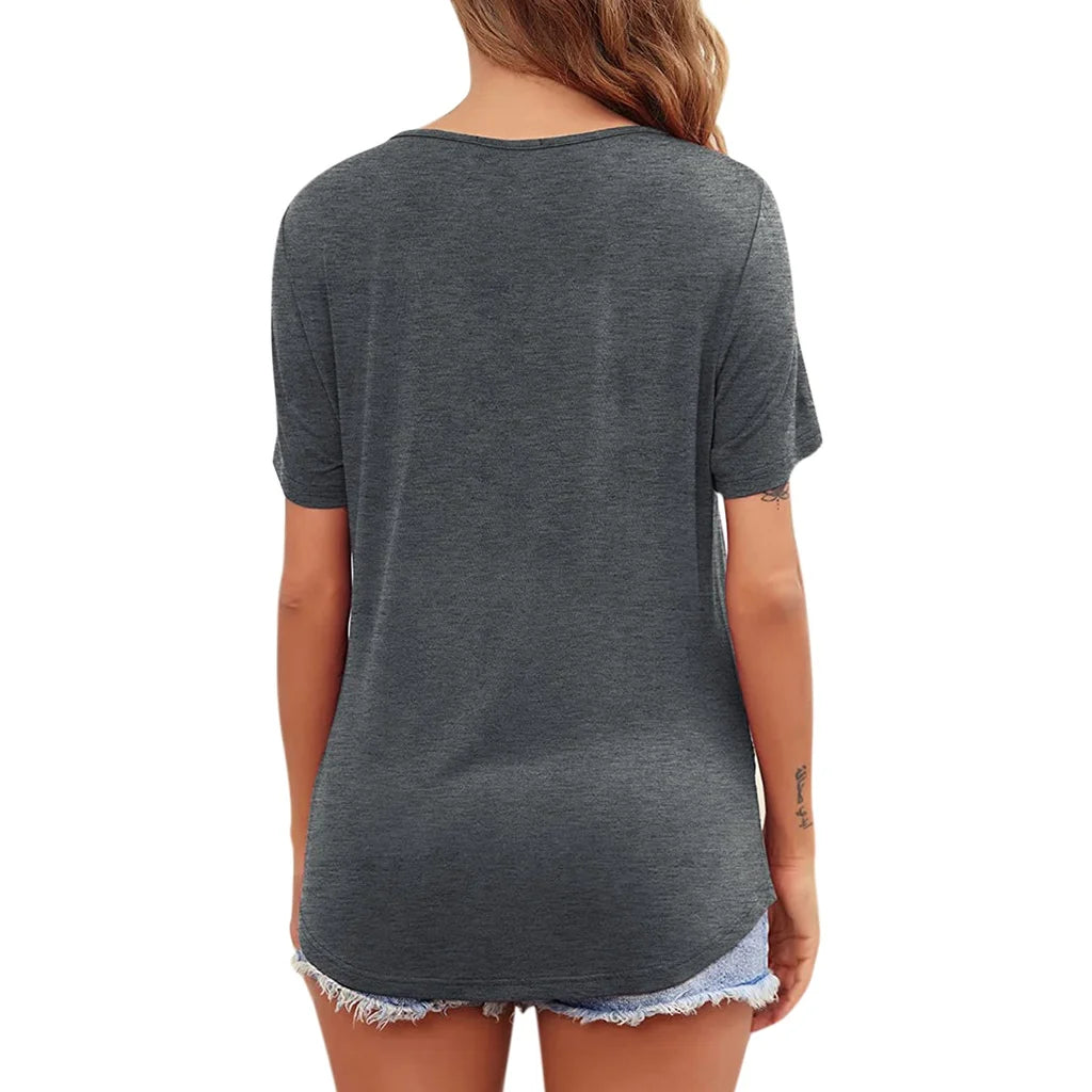 Haut allaitement maternité col rond couleur unie asymétrique - t-shirt décontracté femme enceinte