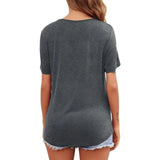Haut allaitement maternité col rond couleur unie asymétrique - t-shirt décontracté femme enceinte