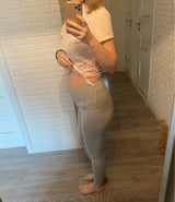 Legging maternité coton bas ventre taille basse - pantalon casual femme enceinte printemps-automne