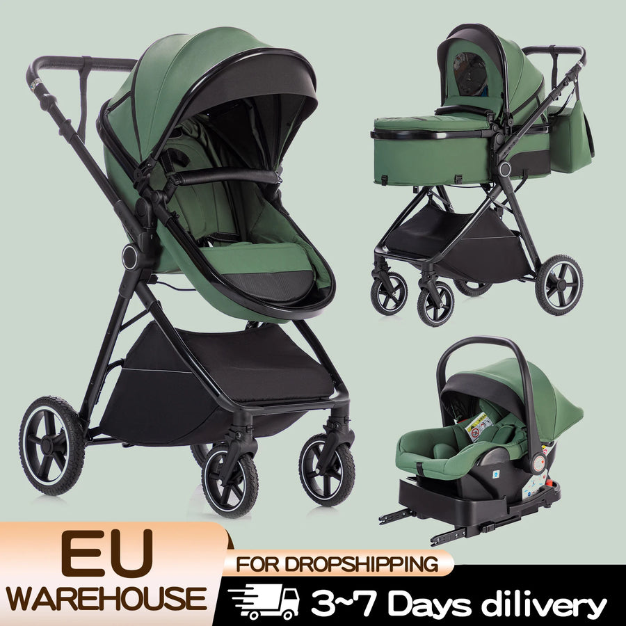 Poussette 3-en-1 pliable Bouni — Norme EU nouveau-né